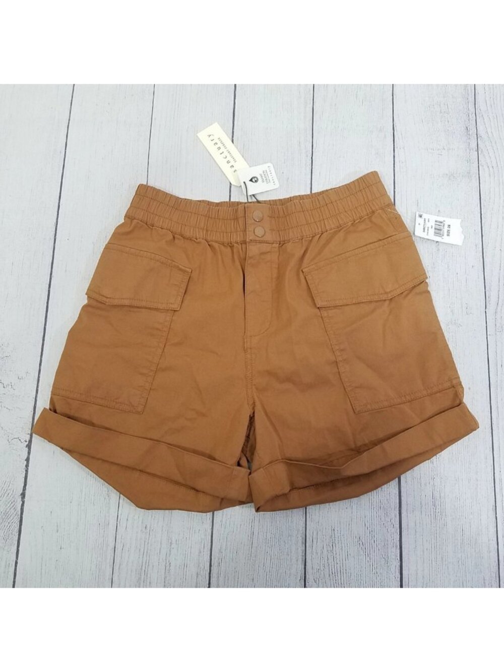 Sanctuary Elastic Waist Cuffed Cargo Shorts Womens Size 26